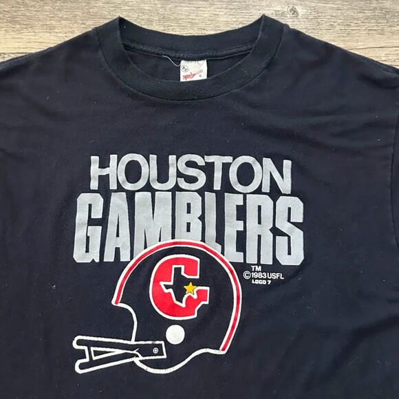 Vintage 80s USFL Houston Gamblers Football T-Shirt Size XL - Picture 2 of 4